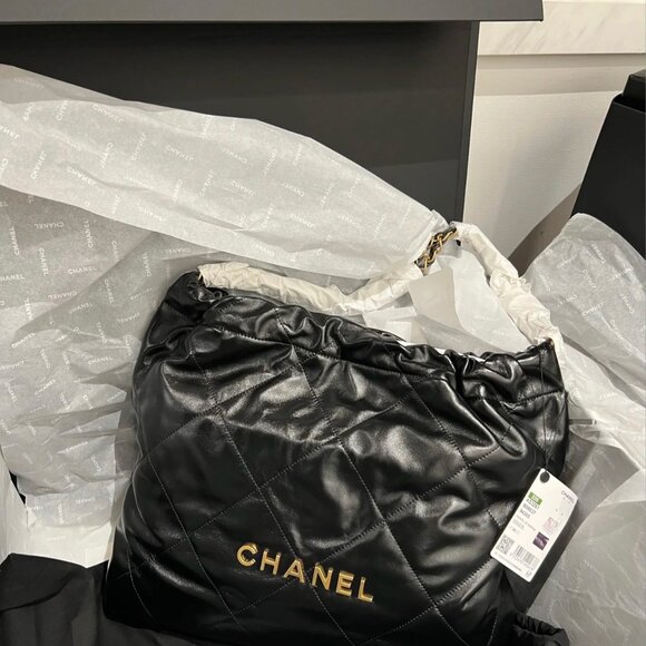 "Chanel Chanel 22 shiny calfskin Chain Shoulder Bag Black Gold Metal Fitting Pro - Picture 4 of 7